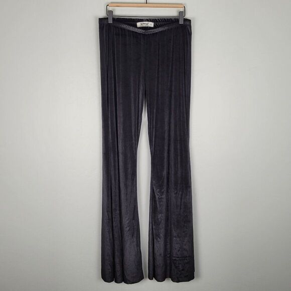 Three Bird Nest Flare Bell Bottom Velvet Pants Pull On Stretch Black Size XL NWT - Picture 3 of 11